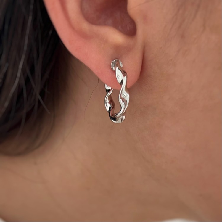 Srebrne kolczyki koła POKRĘCONE