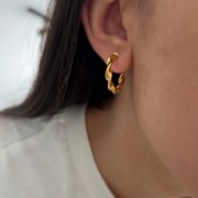 Srebrne pozłacane kolczyki koła POKRĘCONE