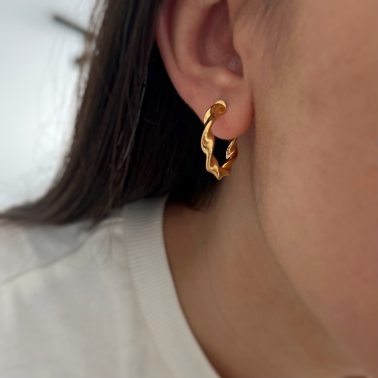 Srebrne pozłacane kolczyki koła POKRĘCONE