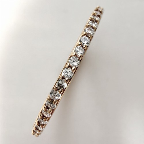 Srebrny pozłacany pierścionek obrączka z cyrkoniami KLASYCZNY