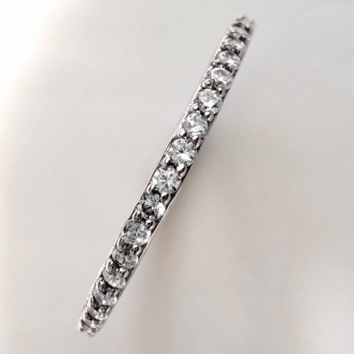 Srebrny pierścionek obrączka z cyrkoniami KLASYCZNY