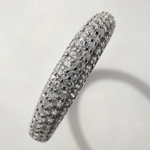 Srebrny pierścionek obrączka z cyrkoniami ZACHWYT