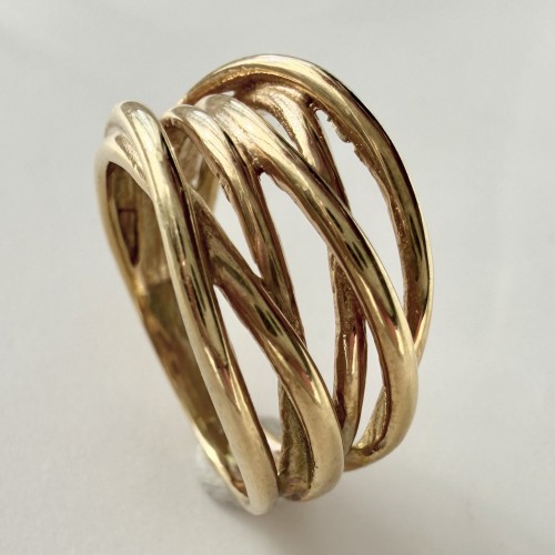 Srebrny pozłacany pierścionek