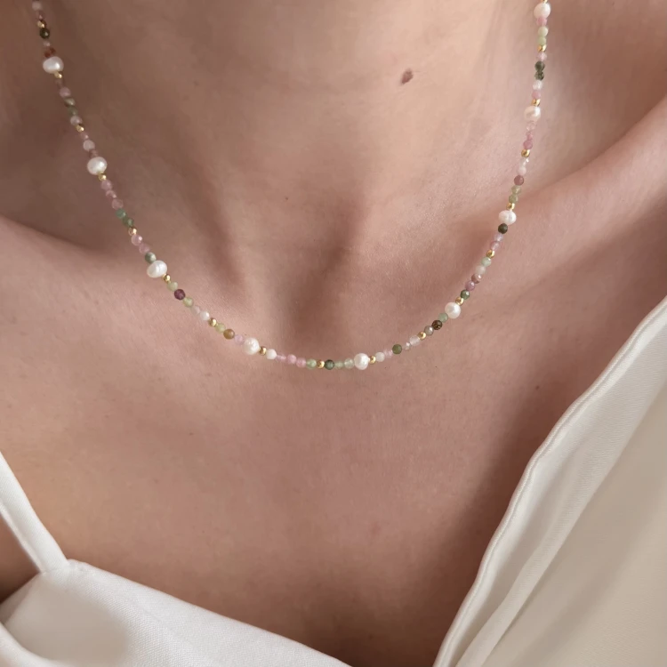 Choker kamienie naturalne turmalin MATCHA