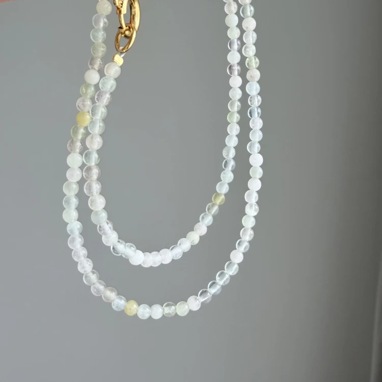 Choker kamień naturalny morganit PASTELOWY no.2