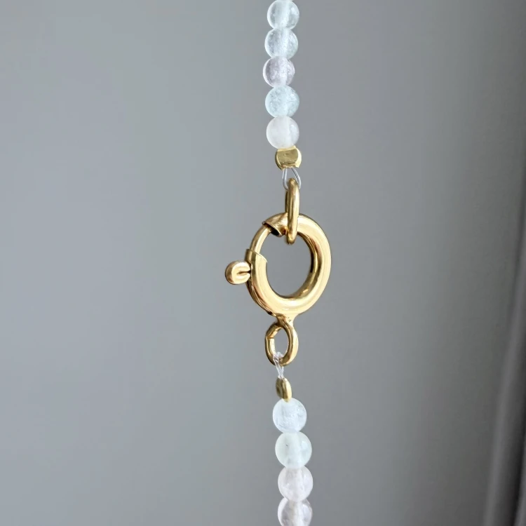 Choker kamień naturalny morganit PASTELOWY no.2