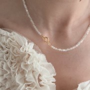 Choker kamień naturalny morganit PASTELOWY no.2