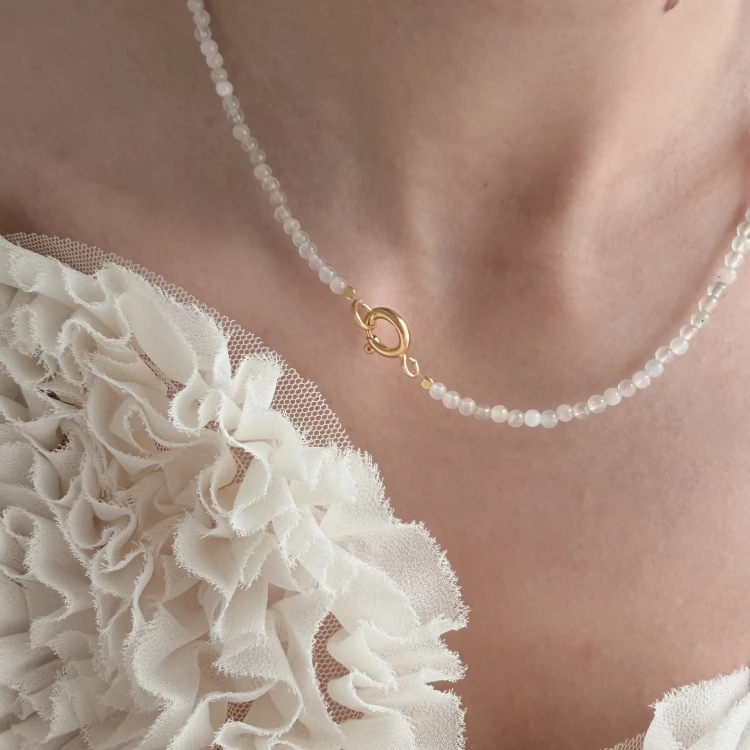 Choker kamień naturalny morganit PASTELOWY no.2