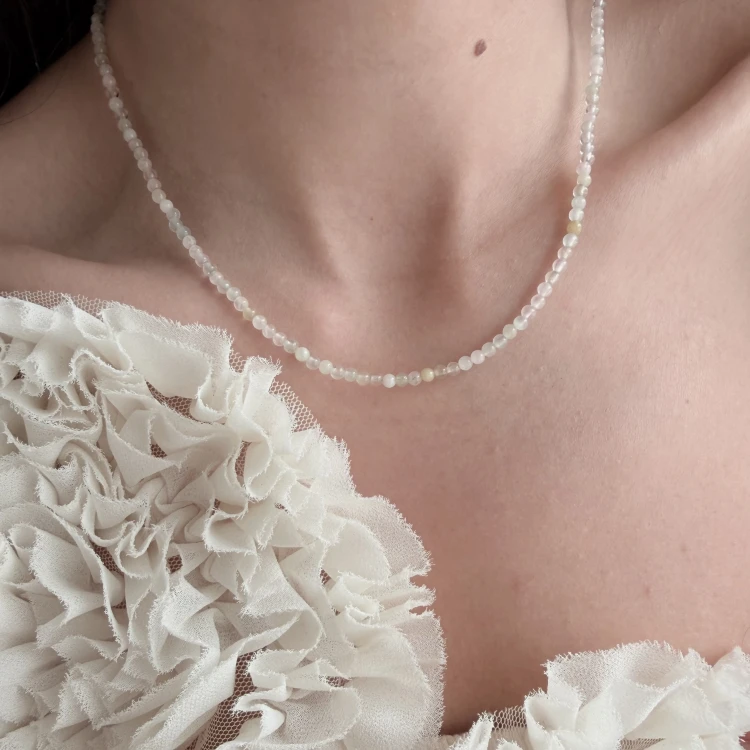 Choker kamień naturalny morganit PASTELOWY no.2