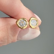 Srebrne pozłacane kolczyki z cyrkoniami PŁYNNE SREBRO