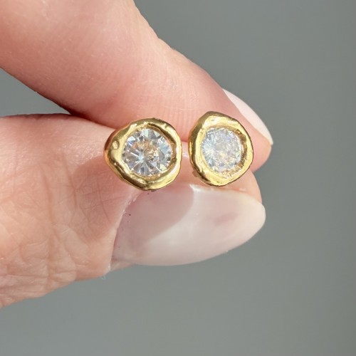 Srebrne pozłacane kolczyki z cyrkoniami PŁYNNE SREBRO