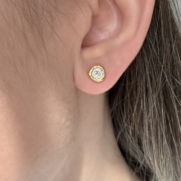 Srebrne pozłacane kolczyki z cyrkoniami PŁYNNE SREBRO