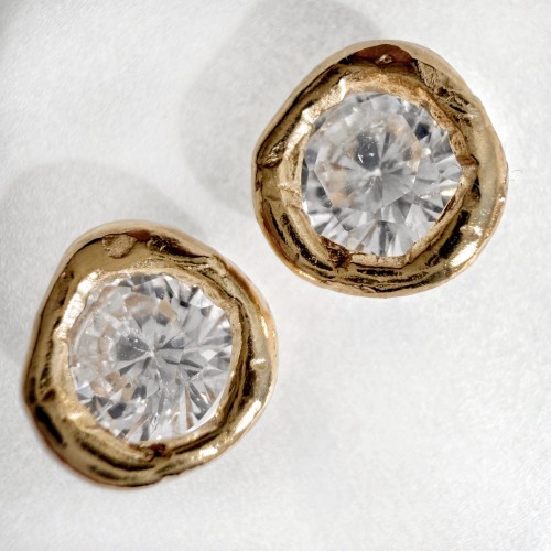 Srebrne pozłacane kolczyki z cyrkoniami PŁYNNE SREBRO