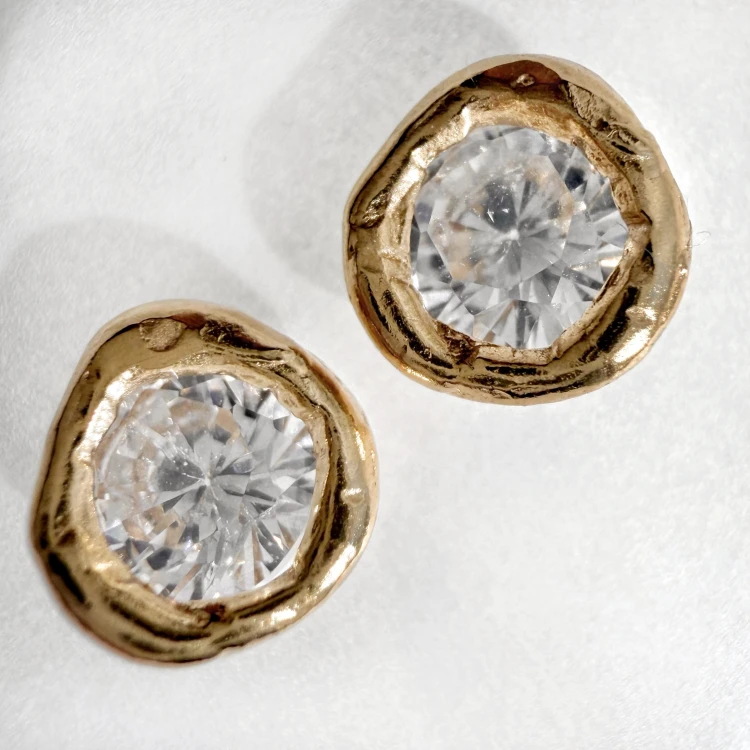 Srebrne pozłacane kolczyki z cyrkoniami PŁYNNE SREBRO