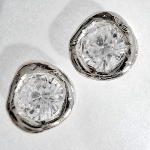 Srebrne kolczyki z cyrkoniami PŁYNNE SREBRO