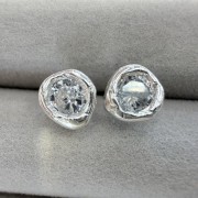 Srebrne kolczyki z cyrkoniami PŁYNNE SREBRO