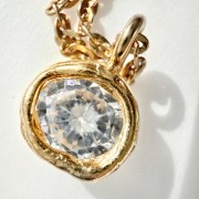 Srebrny pozłacany naszyjnik z cyrkonią PŁYNNE SREBRO