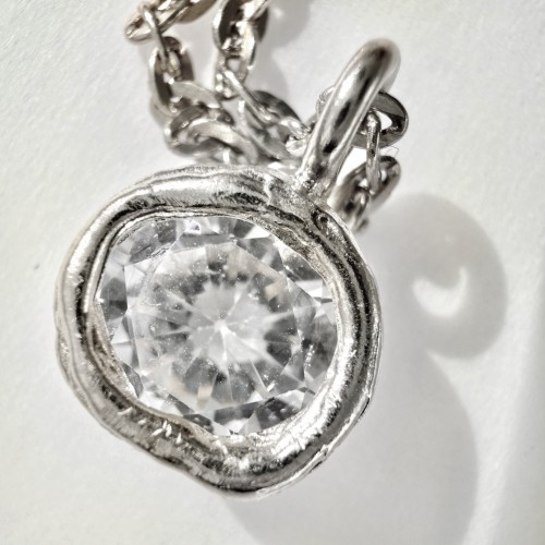 Srebrny naszyjnik z cyrkonią PŁYNNE SREBRO