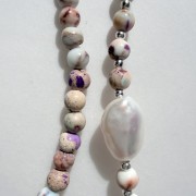 Choker kamienie naturalne jaspis perła PUDROWA PERŁA