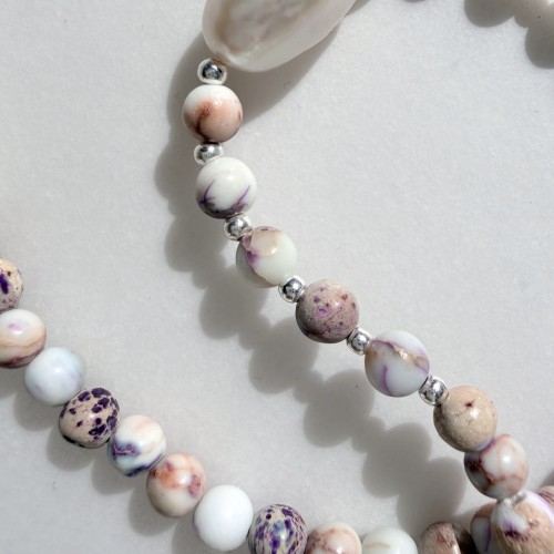 Choker kamień naturalny morganit PASTELOWY no.2