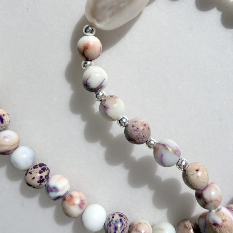 Choker kamień naturalny morganit PASTELOWY no.2