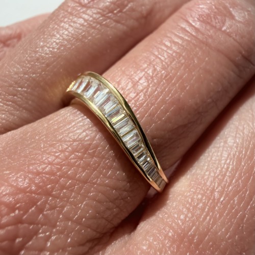 Srebrny pozłacany pierścionek z cyrkoniami FORMA no. 2