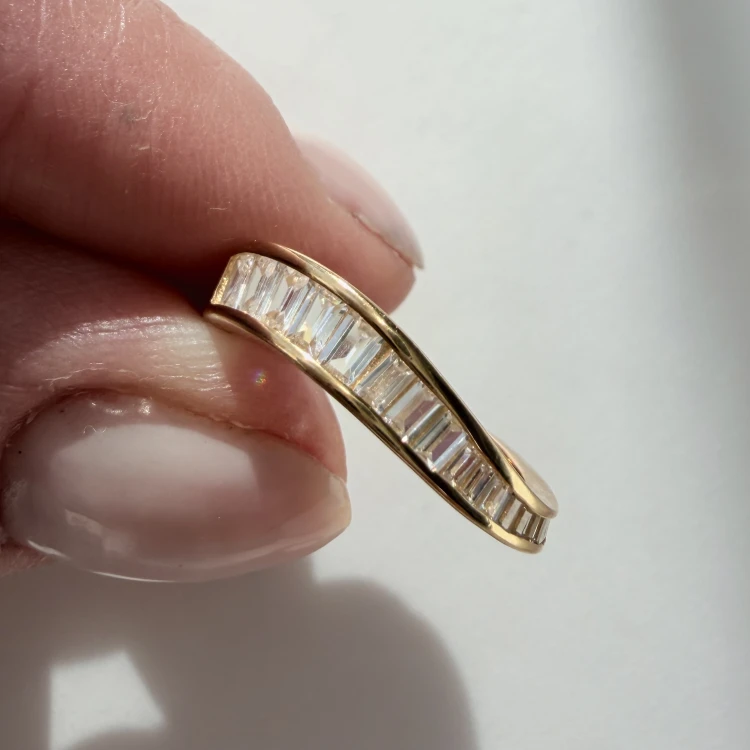 Srebrny pozłacany pierścionek z cyrkoniami FORMA no. 2