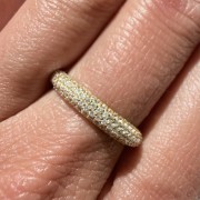 Srebrny pozłacany pierścionek obrączka z cyrkoniami ZACHWYT