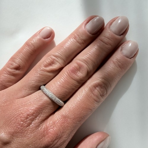 Srebrny pierścionek obrączka z cyrkoniami ZACHWYT