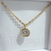 Srebrny pozłacany naszyjnik z cyrkonią PŁYNNE SREBRO