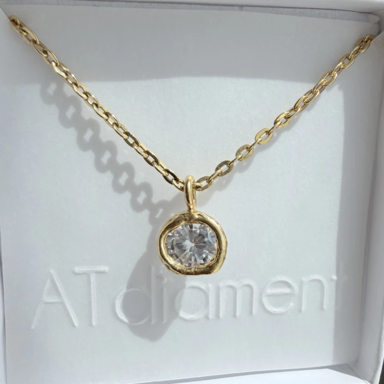 Srebrny pozłacany naszyjnik z cyrkonią PŁYNNE SREBRO