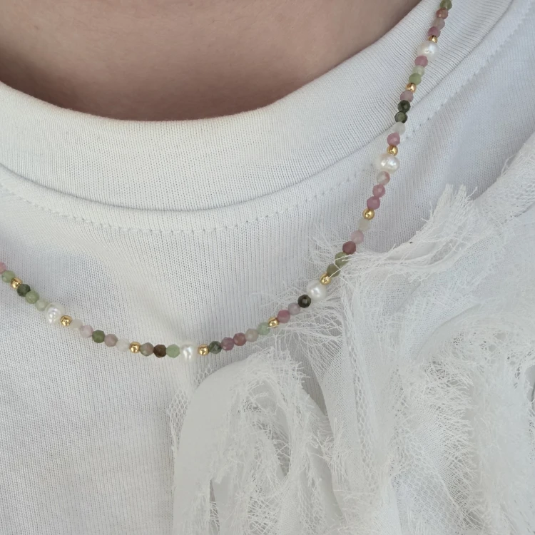 Choker kamienie naturalne turmalin MATCHA