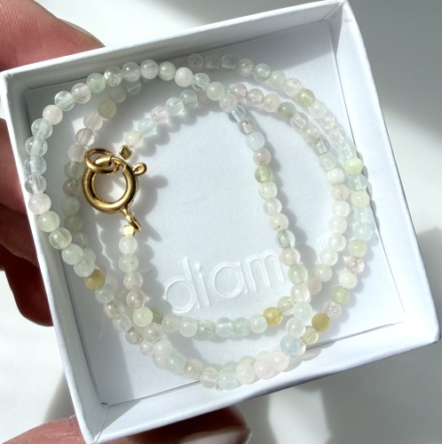 Choker kamień naturalny morganit PASTELOWY no.2