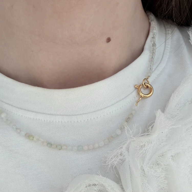 Choker kamień naturalny morganit PASTELOWY no.2