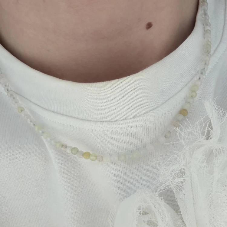 Choker kamień naturalny morganit PASTELOWY no.2