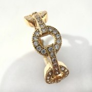 Srebrny pozłacany pierścionek trzy koła z cyrkoniami