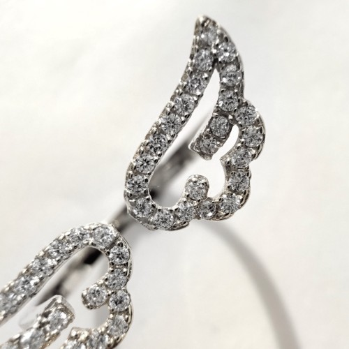 Srebrny  pierścionek skrzydła z cyrkoniami