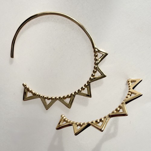 Srebrne pozłacane kolczyki koła boho