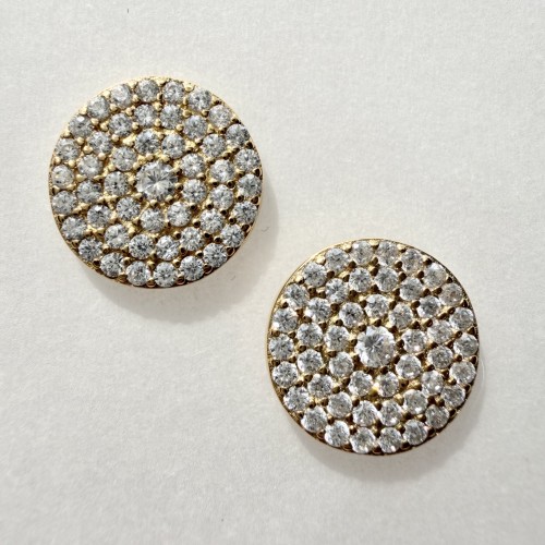 Srebrne pozłacane kolczyki koła duże z cyrkoniami