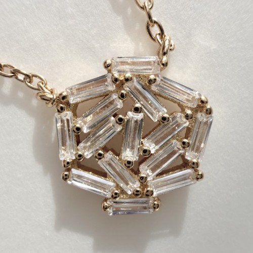 Srebrny pozłacany naszyjnik z cyrkoniami