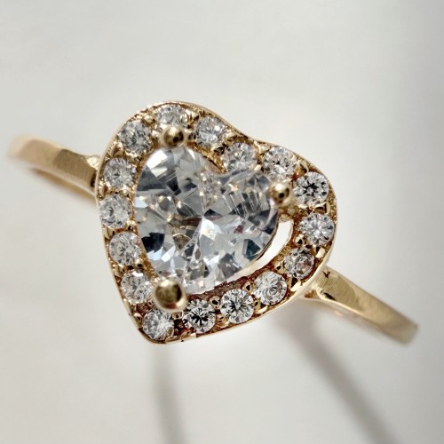 Srebrny pozłacany pierścionek z cyrkoniami OBIETNICA