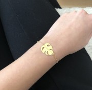 Srebrna pozłacana bransoletka LIŚĆ MONSTERA