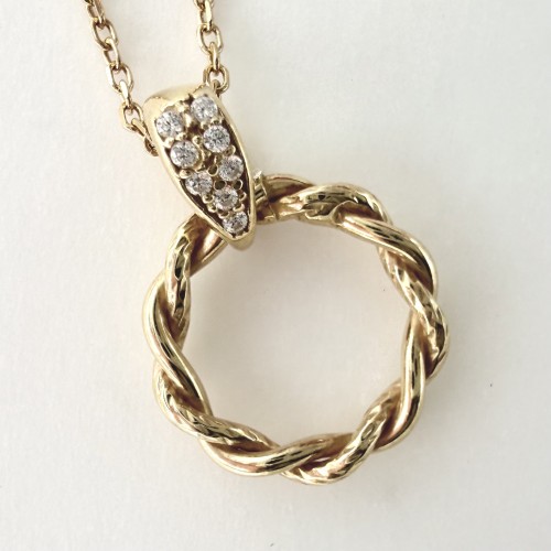 Srebrny pozłacany naszyjnik z cyrkoniami