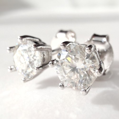 Kolczyki BELLA z moissanitami 1 ct – srebro 925