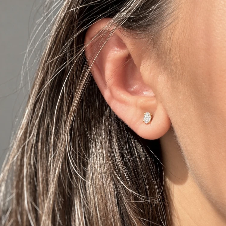Kolczyki INES z owalnymi moissanitami 0,60 ct – srebro 925 pozłacane 24K