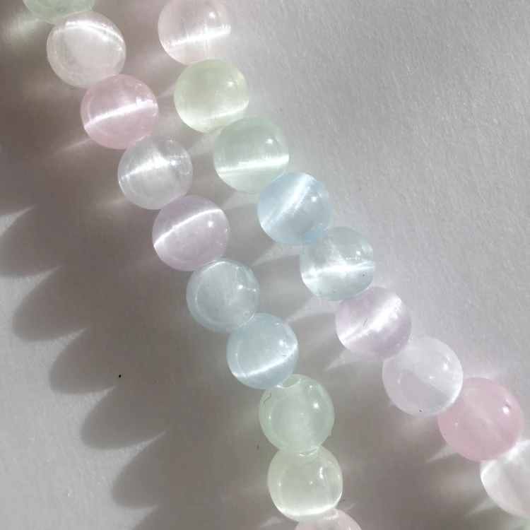 Naszyjnik kamienie naturalne selenit pudrowy CANDY