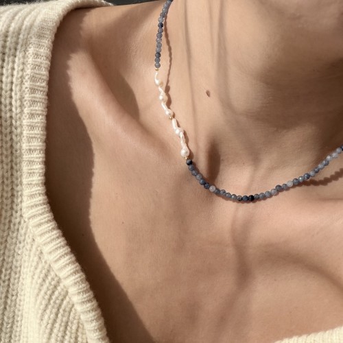 Naszyjnik kamienie naturalne awenturyn i perły DENIM