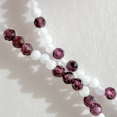 Naszyjnik kamienie naturalne granat, chalceon CHERRY BLUE