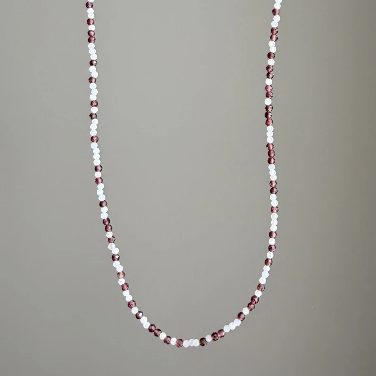 Naszyjnik kamienie naturalne granat, chalceon CHERRY BLUE