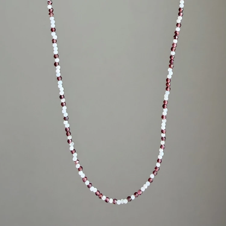 Naszyjnik kamienie naturalne granat, chalceon CHERRY BLUE